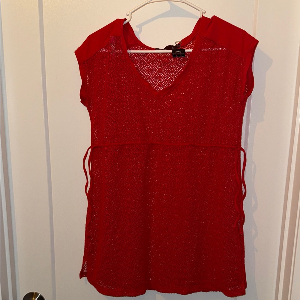 Red Prana swimsuit cover
